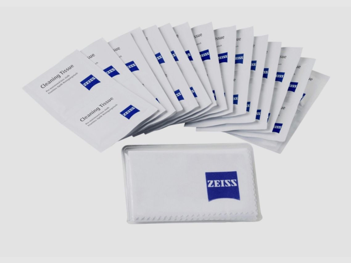Zeiss 000000-2096-687 microfiber cleaning cloth (18cm x 18cm) with 20 wet wipes