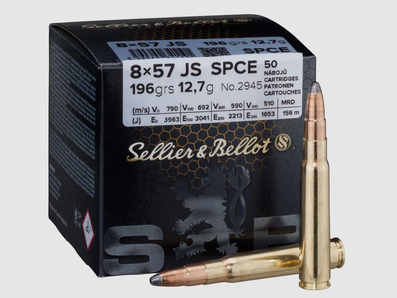 Sellier & Bellot 155487 8x57 IS Deelmantel SPCE 12,7g 196grs. 50 Stk.