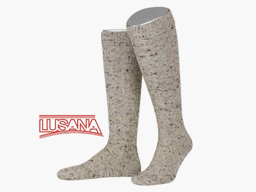 Lusana calze tradizionali fino al ginocchio in tweed loden in beige medio mélange L4397T (9)