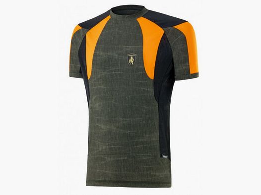 T-shirt Trabaldo techniek groen en neonoranje model CIRRUS BREEZE HV art.117SENSITIVE206NEON TRABALDO