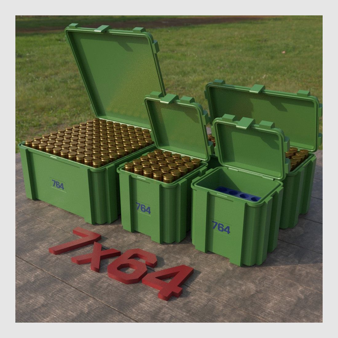 Filamelt Munitionsbox / Ammo Box 7x64 – Patronenbox ‘Klappdeckel’ – 20 / 25 / 50 / 100 Runden