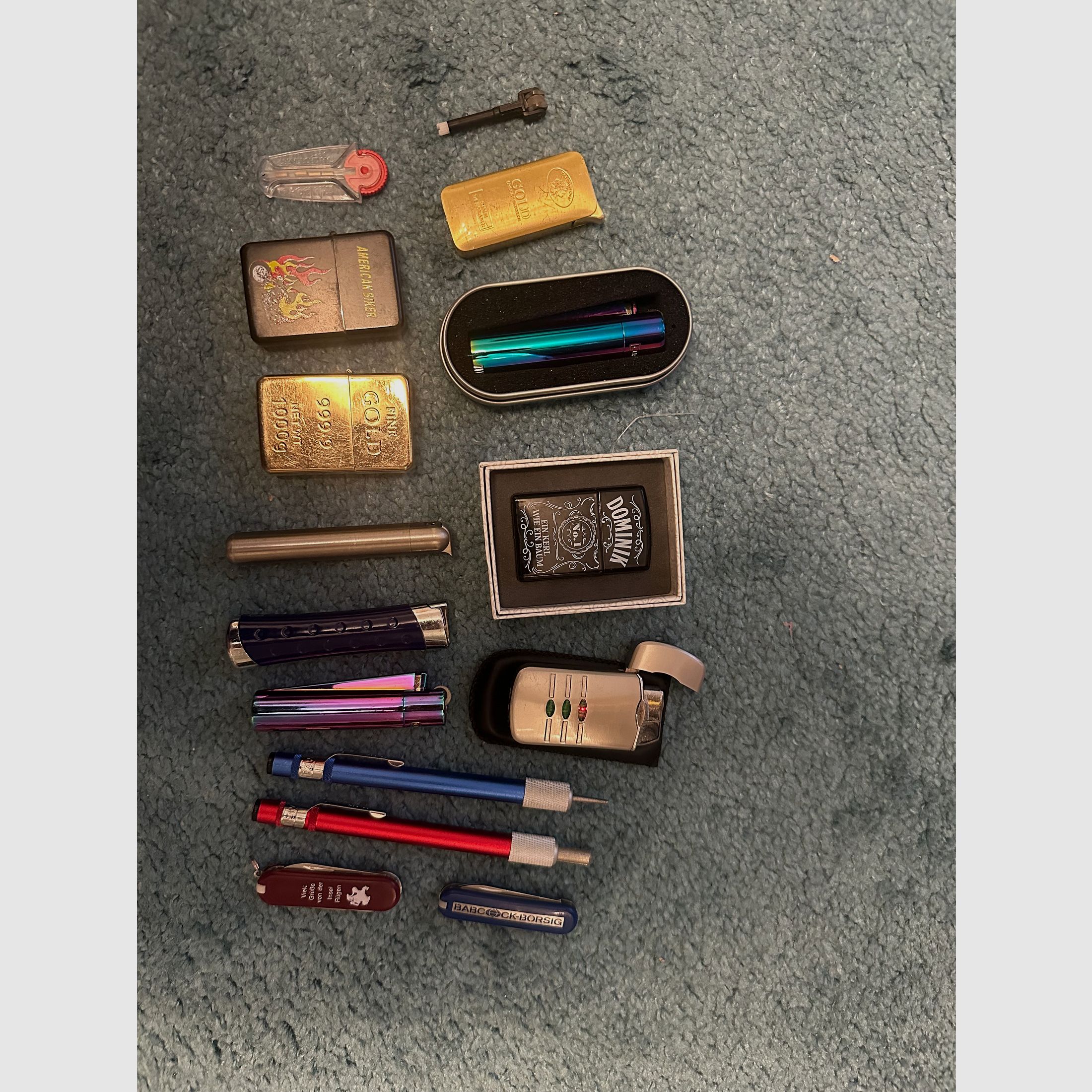Collection of knives and lighters