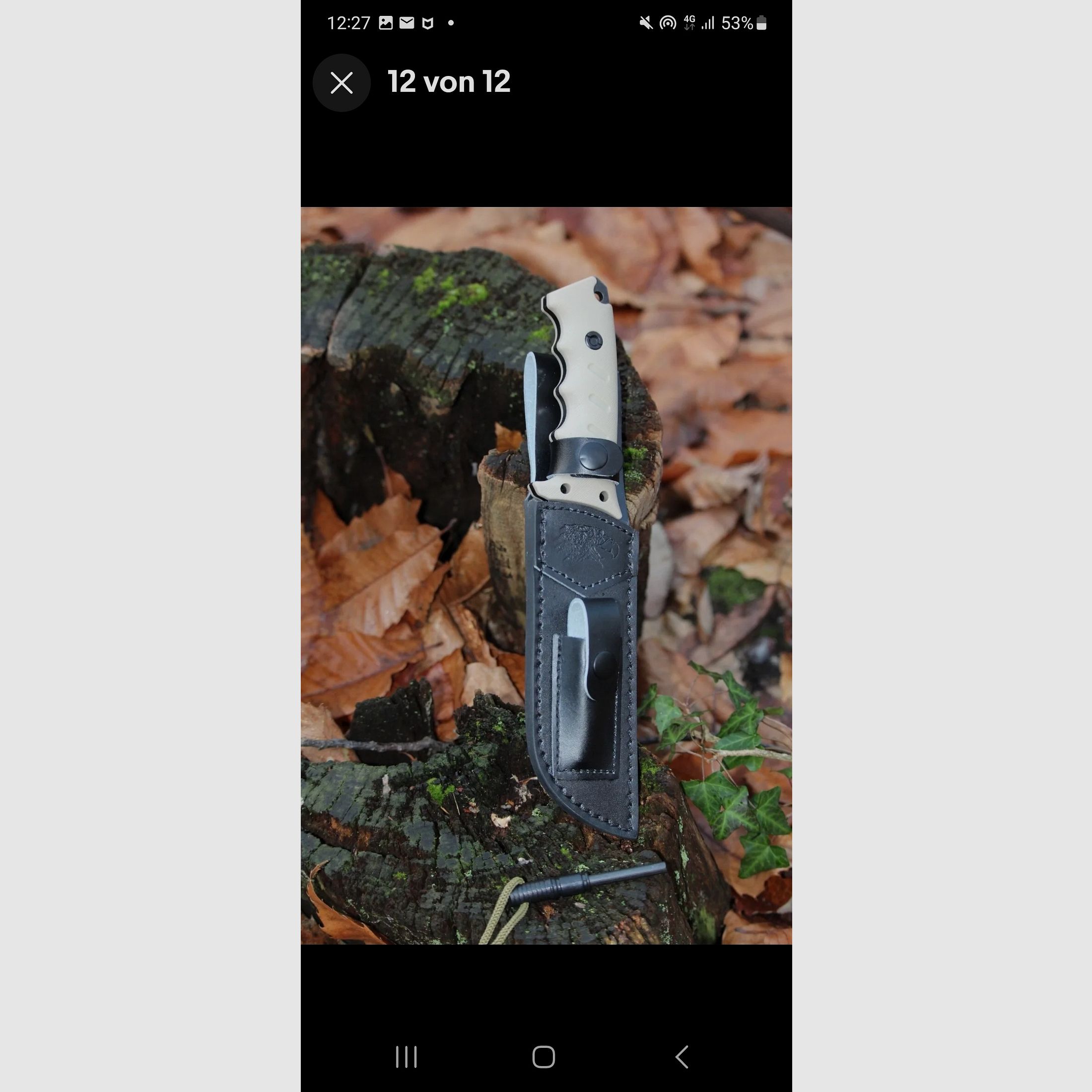 Coltello da esterno di alta qualità full tang incluso fodero in pelle e acciarino 28 cm