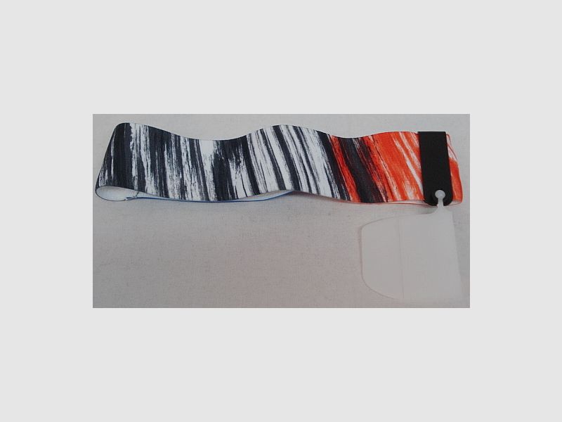 Stirnband + Gelenkaugenklappe - schwarz/rot/blau auf weiß