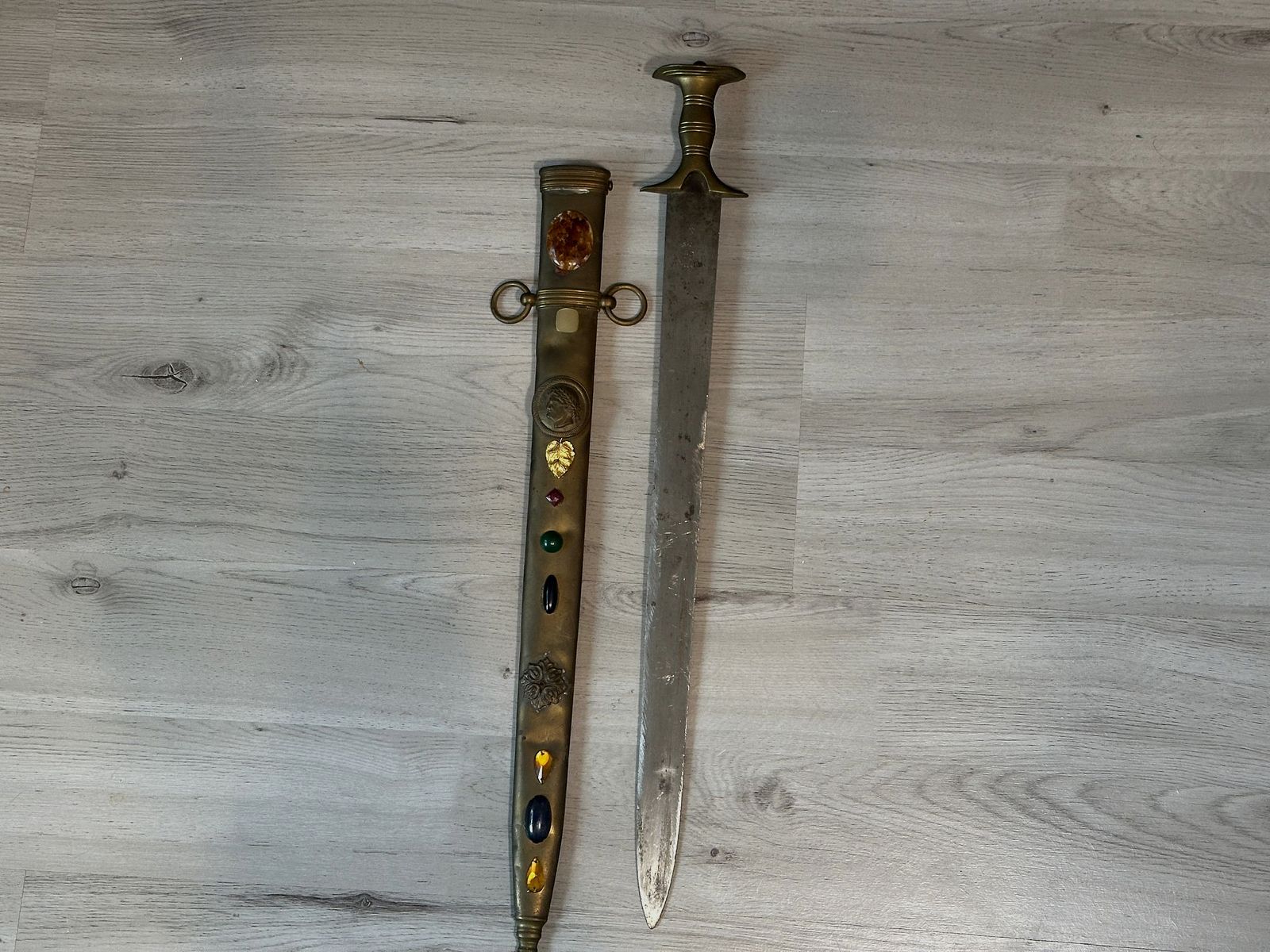 W.K&C (WKC) Kurzschwert Schwert Bronzefarben - "59" - Deko - ca. 1960