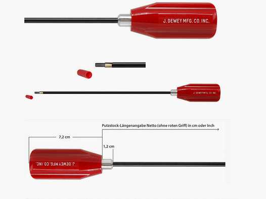 DEWEY Putzstock .22 (JUSQU'À 6,5 MM) (INCL. POINTE EN LAITON ET ADAPTATEUR), 30cm