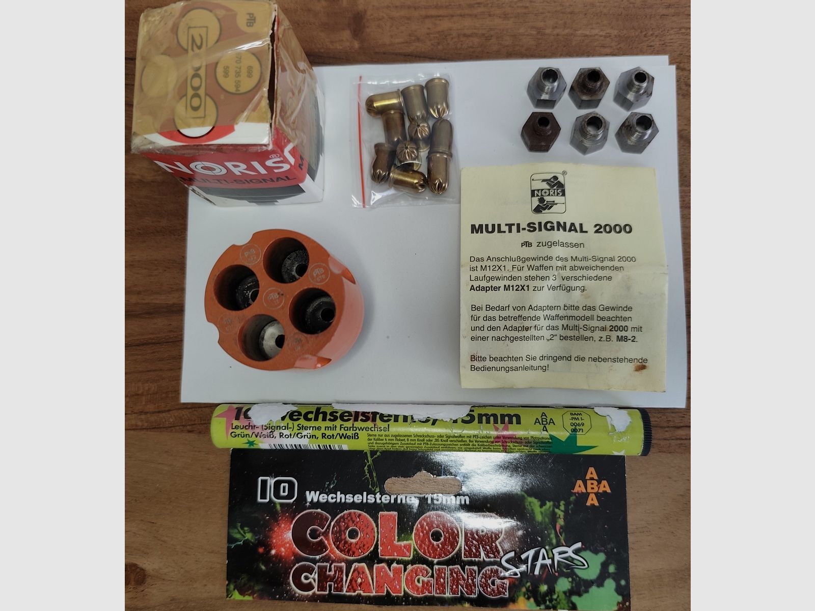 Noris Multi-Signal 2000 4er Abschussbecher mit 6 Adapter Munition & Leuchtkugeln