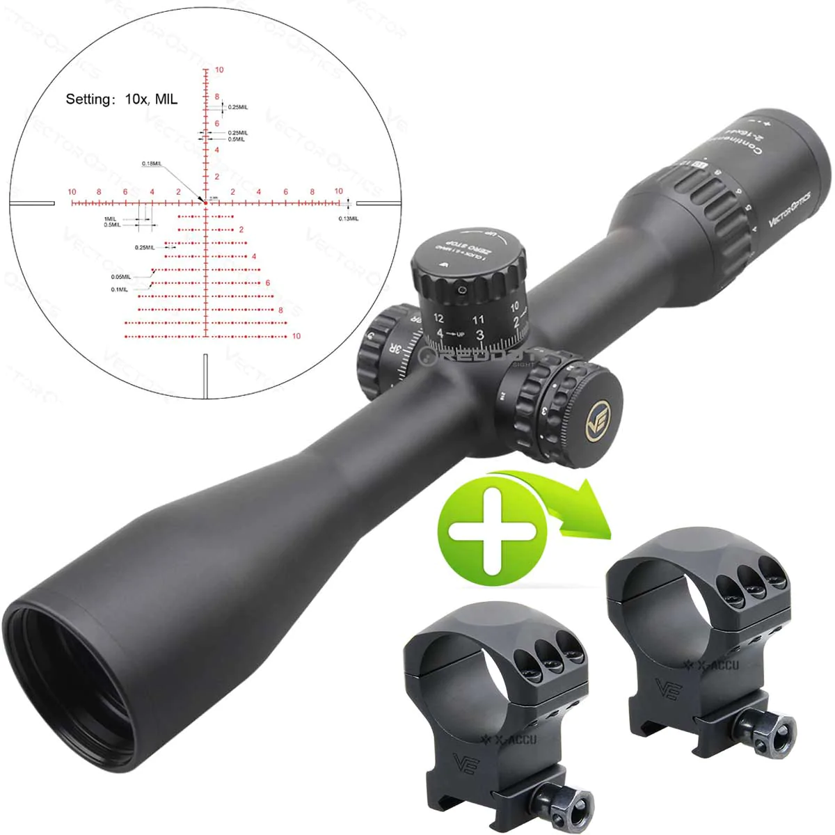 Vector Optics Continental x8 2-16×44 IR SFP Tactical Scope ED