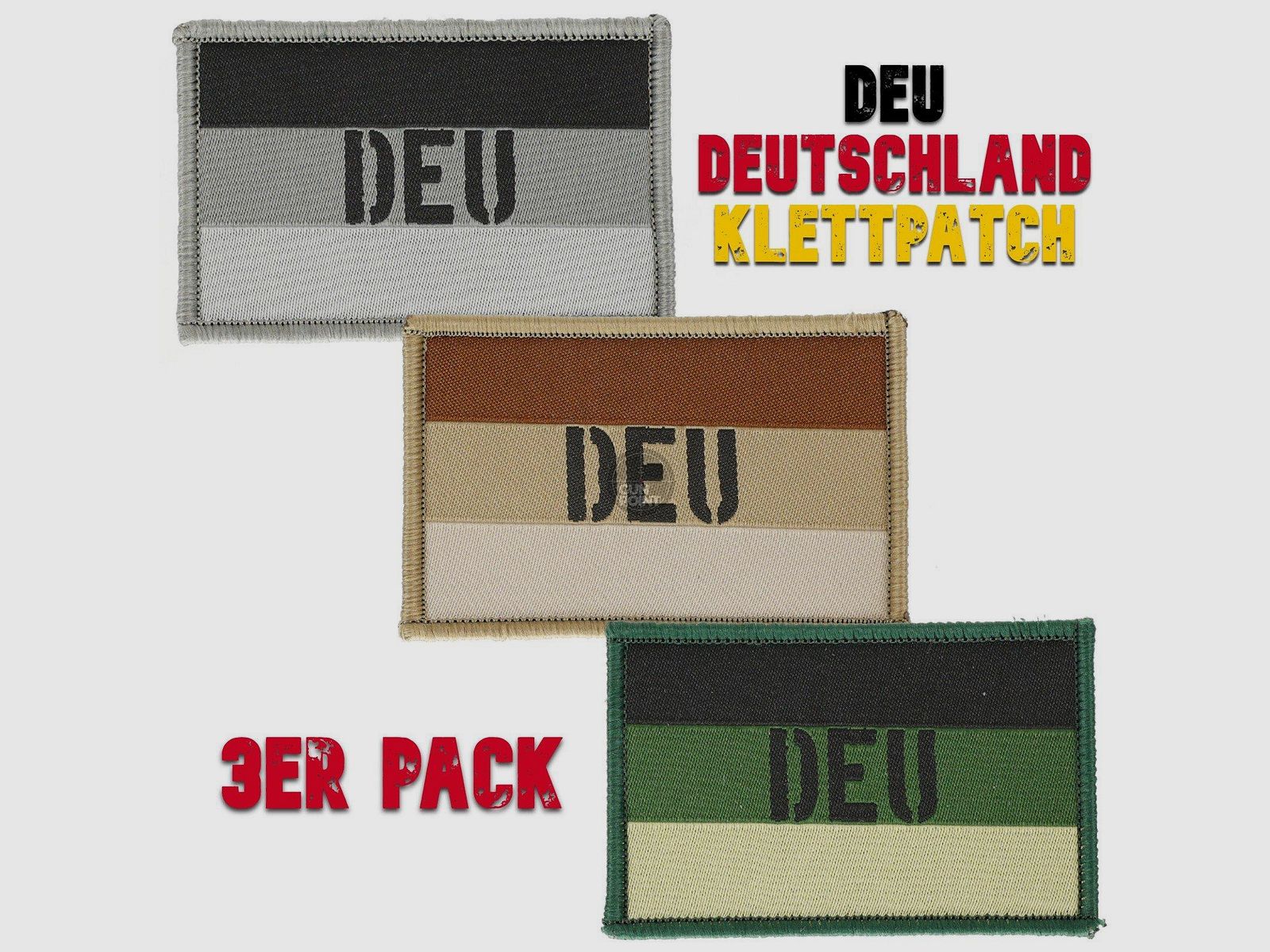 OpTacs DEU Patch 3-pack - Velcro badge Germany woven - grey, green, desert