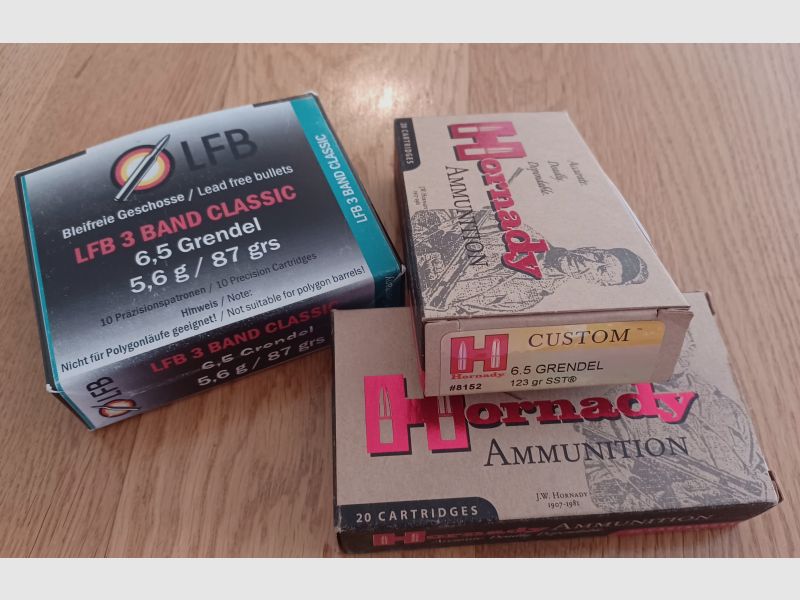 Munition 6,5 Grendel bleifrei und Hornady SST