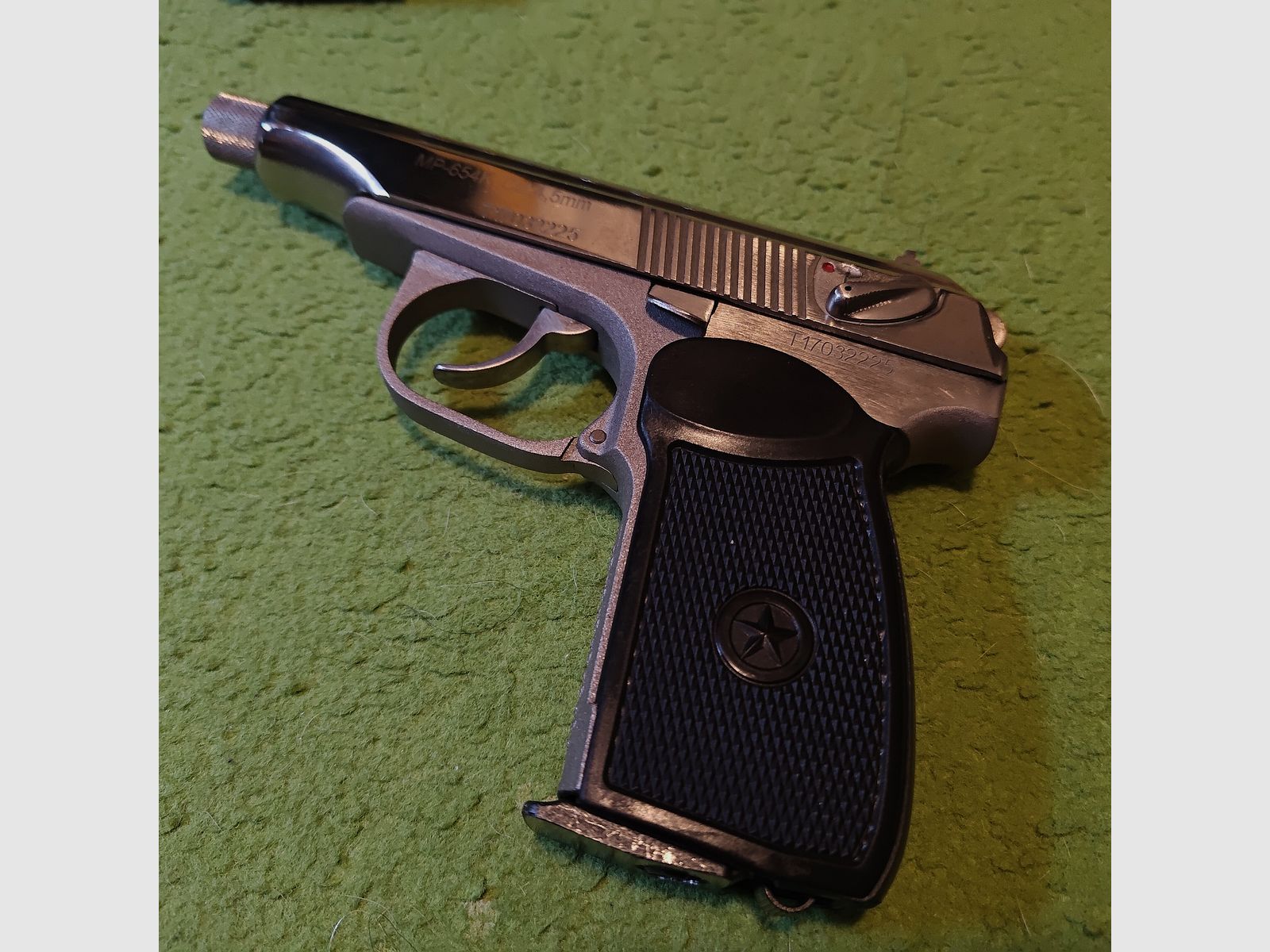 Baikal-Makarov MP-654K Made in Russia - Bruine + zwarte leren holster + 1 bus 4,5mm stalen k. suppressor.