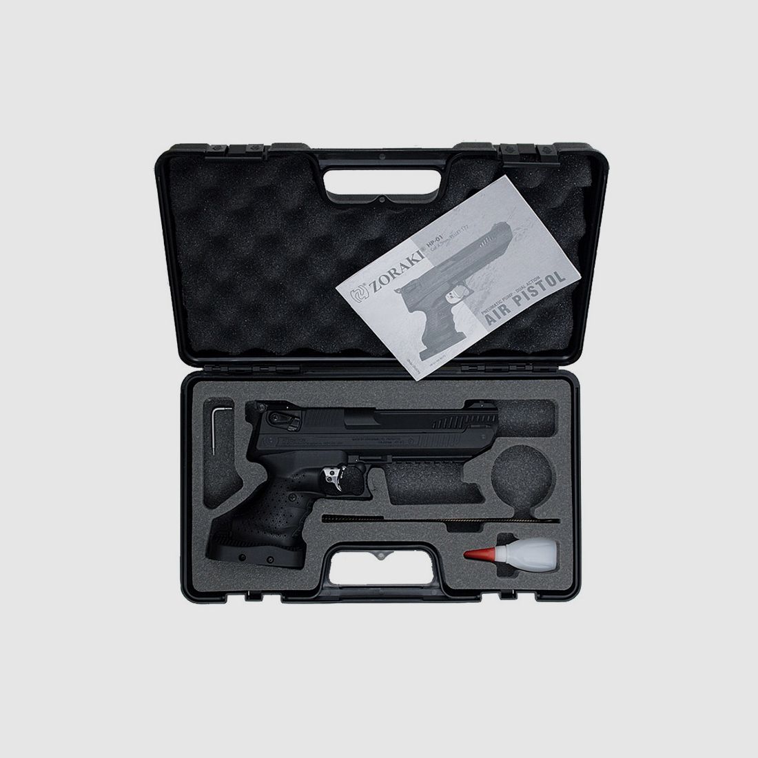 Vorkompressions Luftpistole Zoraki HP-01 fĂĽr RechtshĂ¤nder Kaliber 4,5 mm (P18) + SchalldĂ¤mpfer Adapter