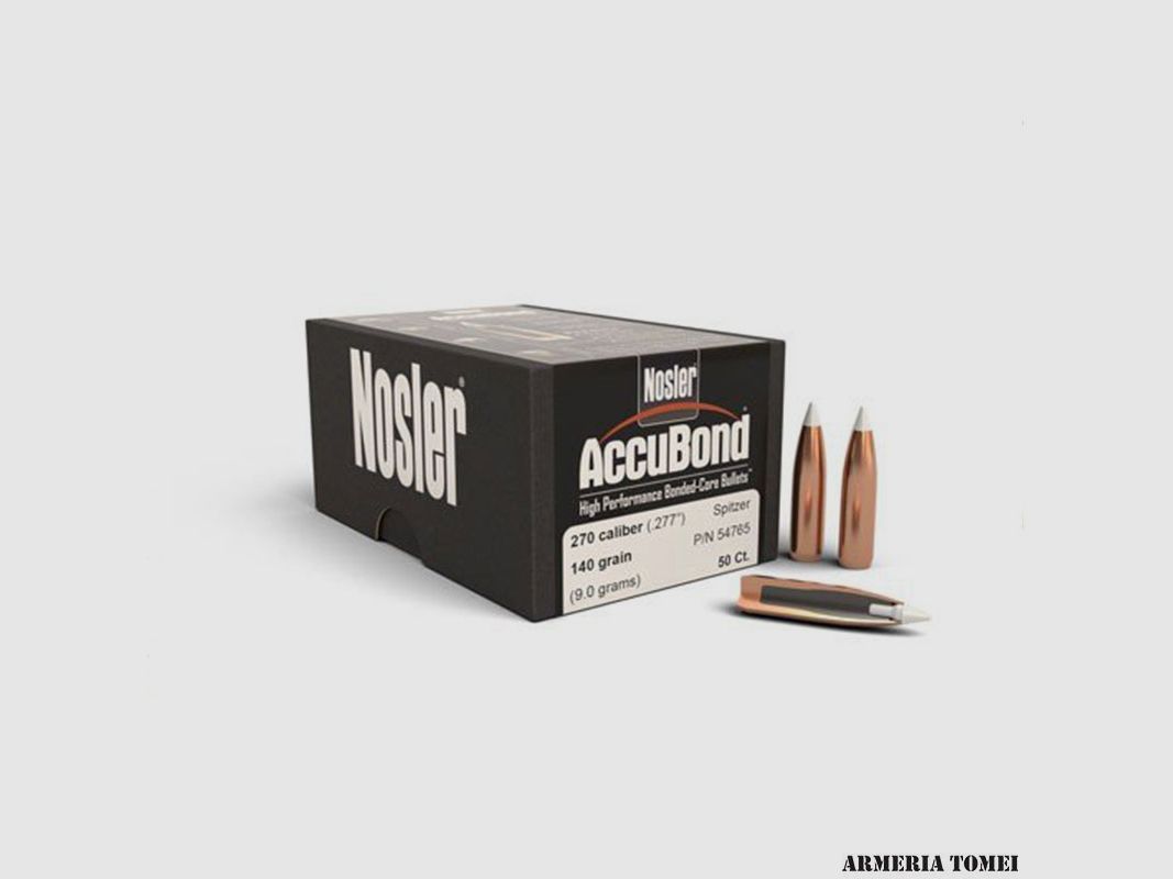 GESCHOSSE – NOSLER – ACCUBOND 270 KAL. .277″ SPITZER 140GR VERPACKUNG 50 ST.