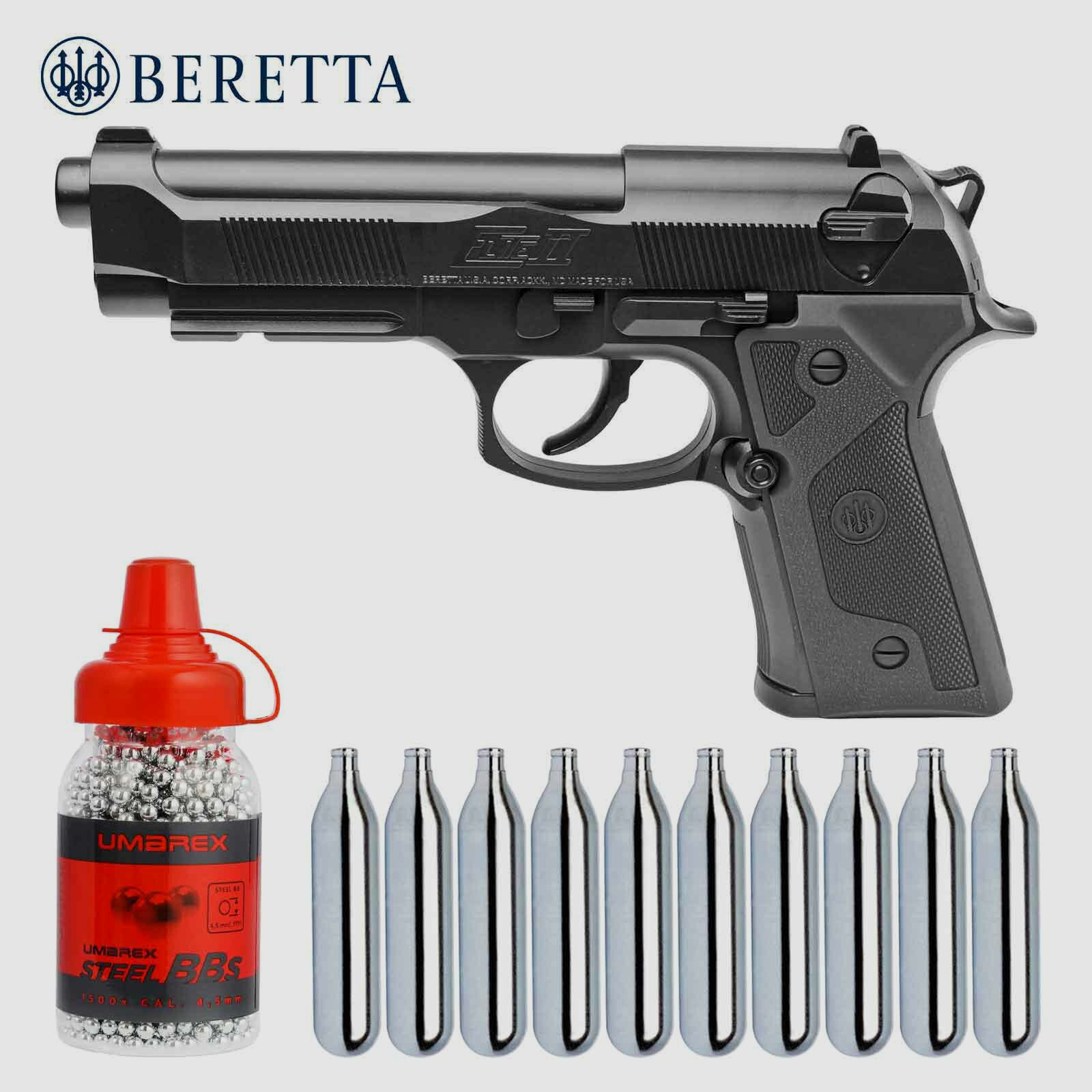 Luftpistolenset Beretta Elite II 4,5 mm BB Co2 (P18) + 10 Co2 + 1500 Schuss