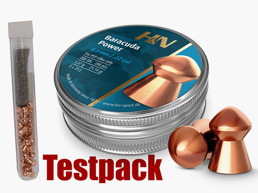 Testpack Rundkopf Diabolos H&N Baracuda Power Kaliber 5,5 mm 1,37 g glatt verkupfert 20 StĂĽck