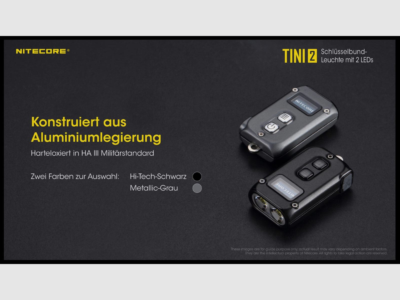 Nitecore TINI2 grau LED Taschenlampe 500 Lumen