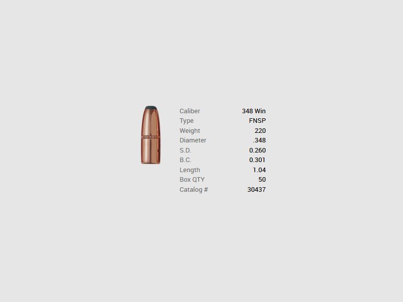 Barnes Geschoss .348 Win./.348 220GR Originals FN FB 50 Stück