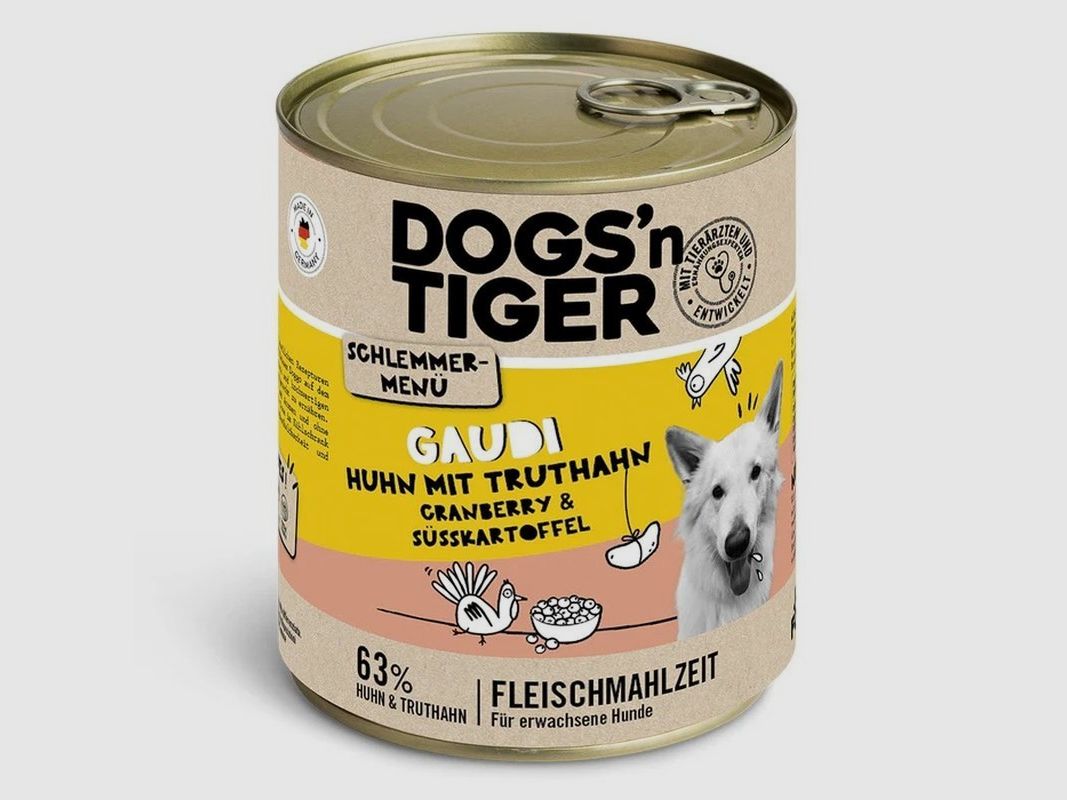 Dogs'n Tiger Hunde Nassfutter Gaudi Huhn & Truthahni 800 g