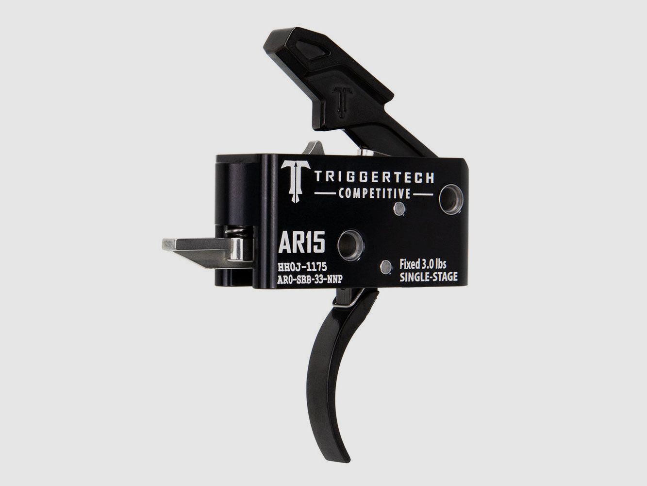 TRIGGERTECH AR-15 Competitief - Zwart Pro Gebogen 3lbs, Enkelvoudige Stage