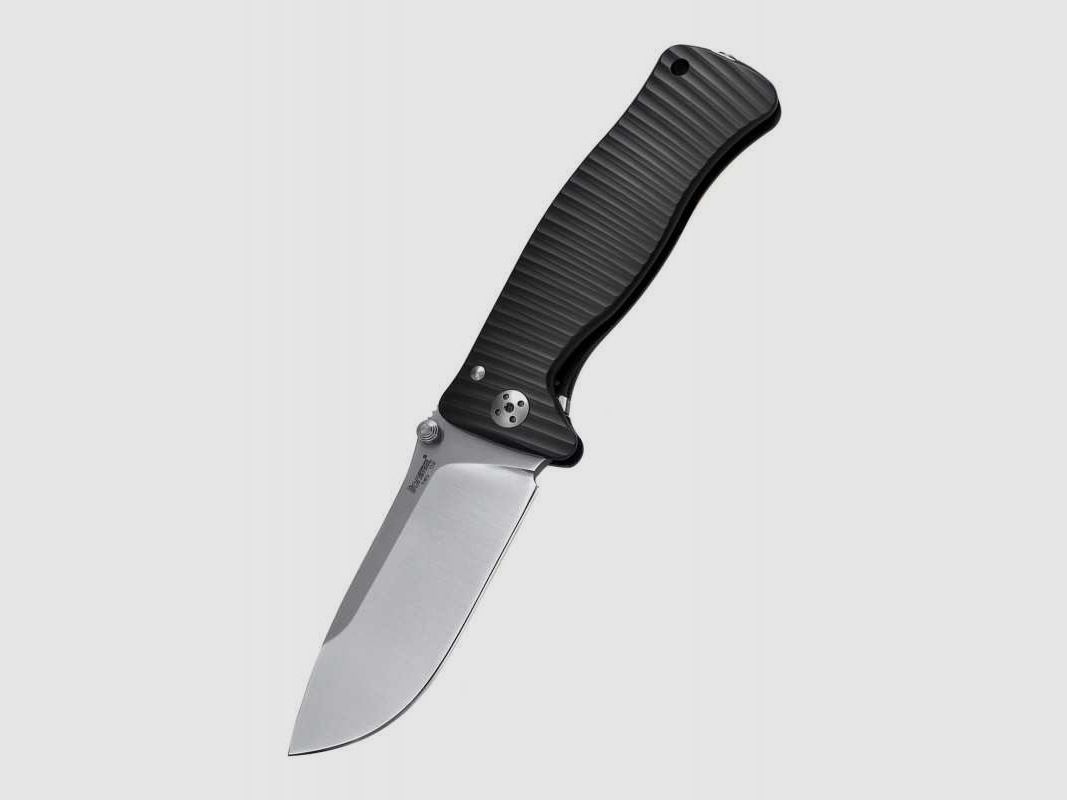 Lionsteel SR1 Aluminium Taschenmesser, Schwarz, Satiniert, D2