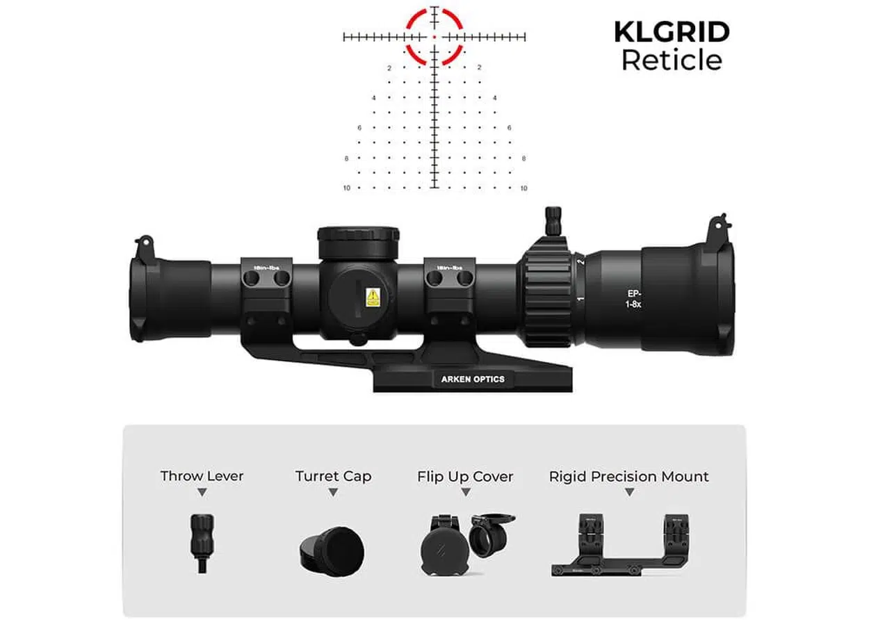 Zielfernrohr Arken EP-8 1-8×28 KLGRID MIL + Montage, Bild 2 von 8