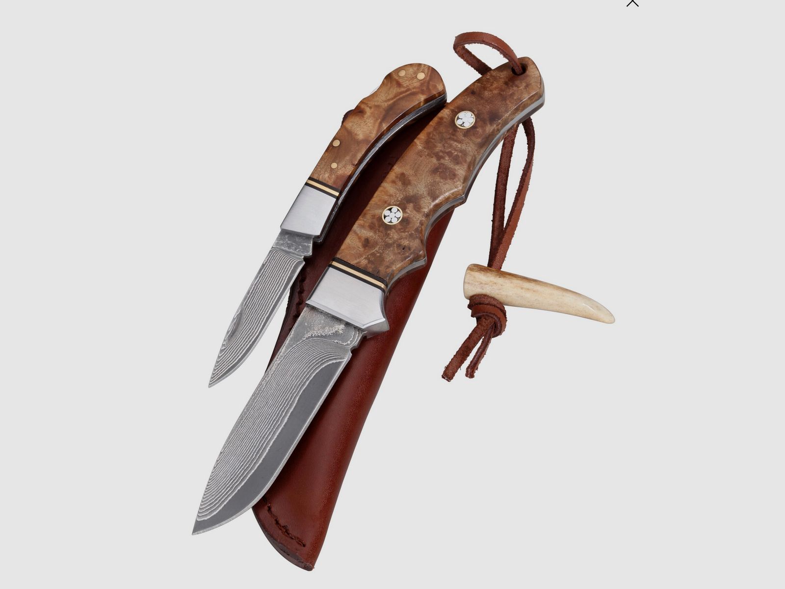 Set di coltelli Parforce 188293 in damasco con manico in radica