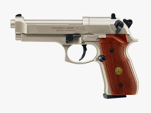Beretta M92 FS 4,5 mm nickelé, plaquettes en bois