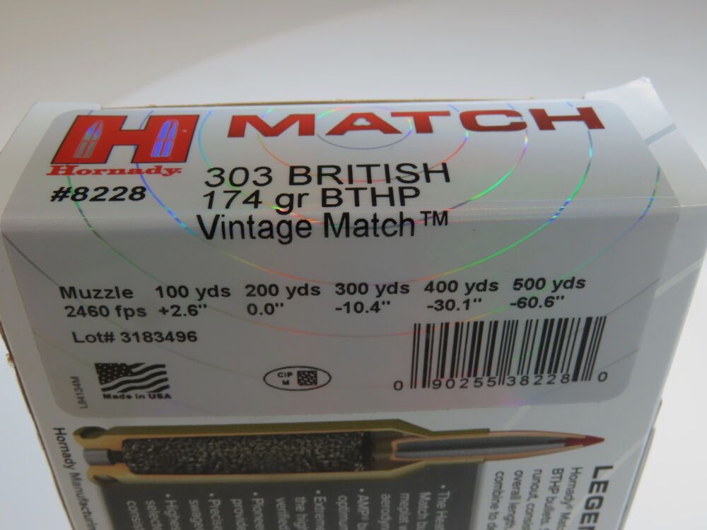 Hornady Match .303Brit. / 174gr BTHB Vintage Match