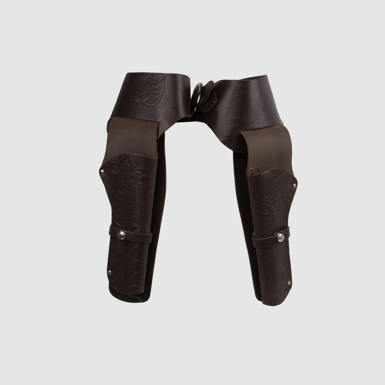 Western Revolvergurt mit Verzierungen LĂ¤nge 110 cm dunkelbraun mit 2 Holster