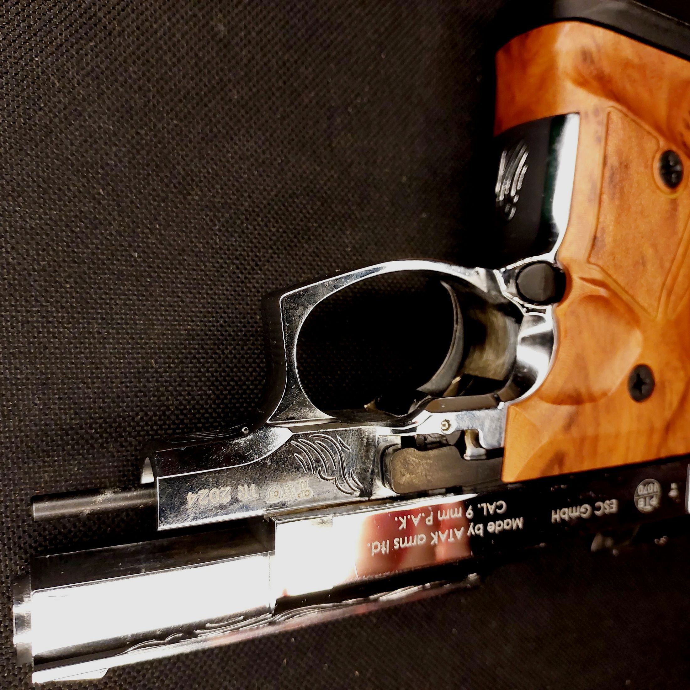 Zoraki 914-P chrome gravé aspect bois 9 mm P.A.K. PTB 1070 – like new avec mallette, image 8 sur 8