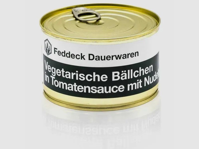 Feddeck Dauerwaren Fertiggericht Dose Vegetarische Bällchen mit Nudeln 400 g