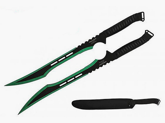 Set di spade ninja con fodero con finitura verde