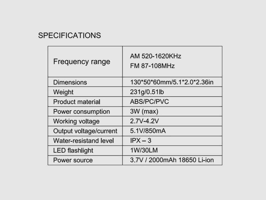 Kurbelradio FM/AM mit Powerbank und Solaraufladung