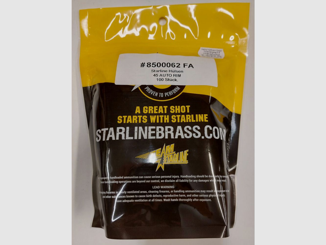STARLINE STARLINE 1540 UNPRIMED CASES .45AUTO RIM.