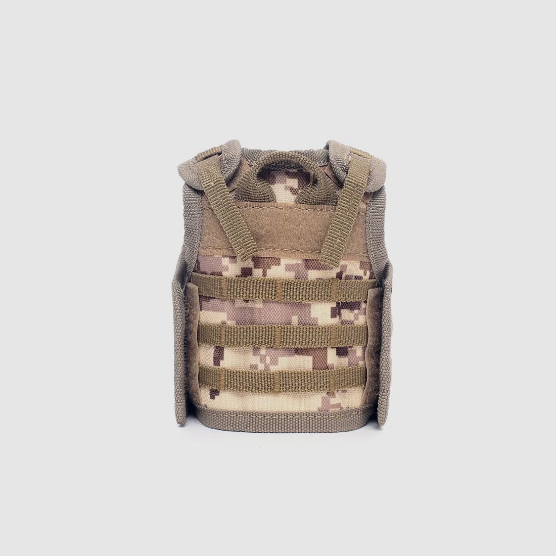 Mini Tactical Schutzweste mit Fronttaschen für Bierflasche / Weinflasche / Thermosflasche - Digital-Desert