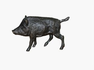 Pequeña estatua de bronce Lovergreen motivo jabalí corriendo