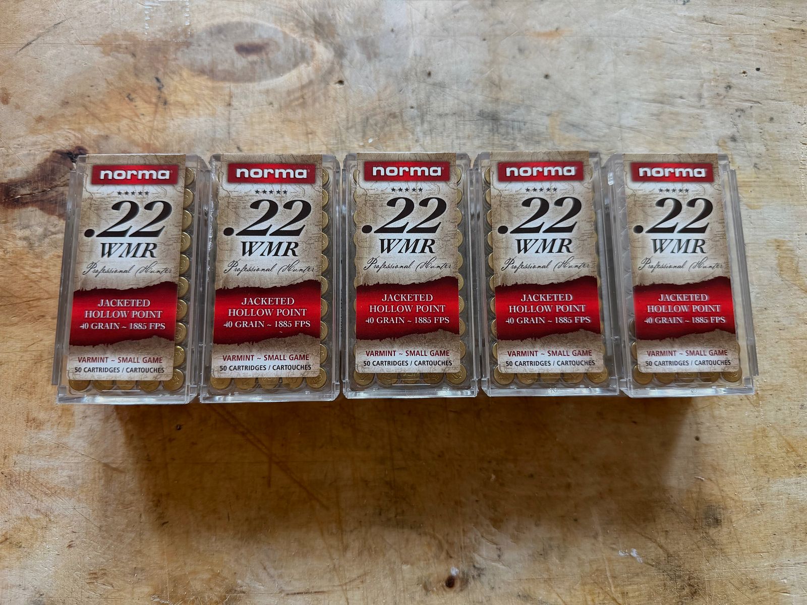 213 schoten munitie Norma .22 WMR 40grn JHP