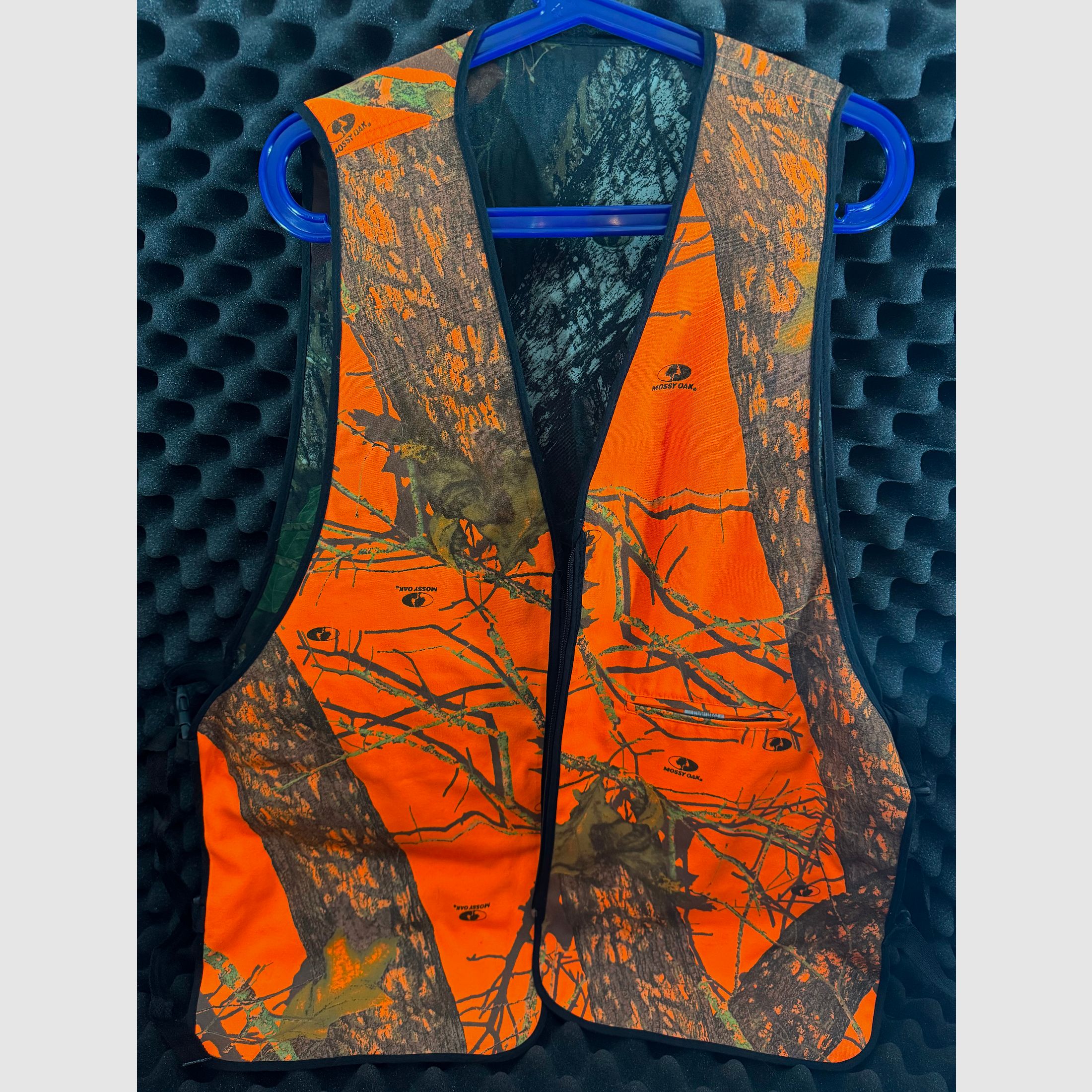 Wende-Weste Warnweste, Mossy Oak, Orange und Tree, Größe 58 - 62 einstellbar.