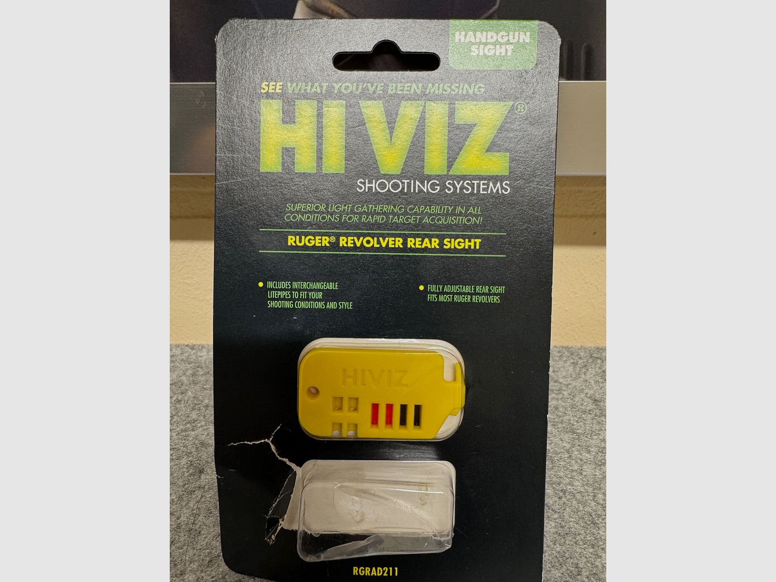 HIVIZ Fiber Kimme für Ruger GP100, Redhawk etc.