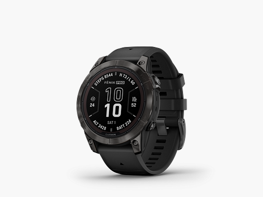 Garmin fēnix® 7 Pro – Sapphire Solar Edition, Black/Carbon Gray Titanium DLC with QuickFit® Silicone Strap 22 mm