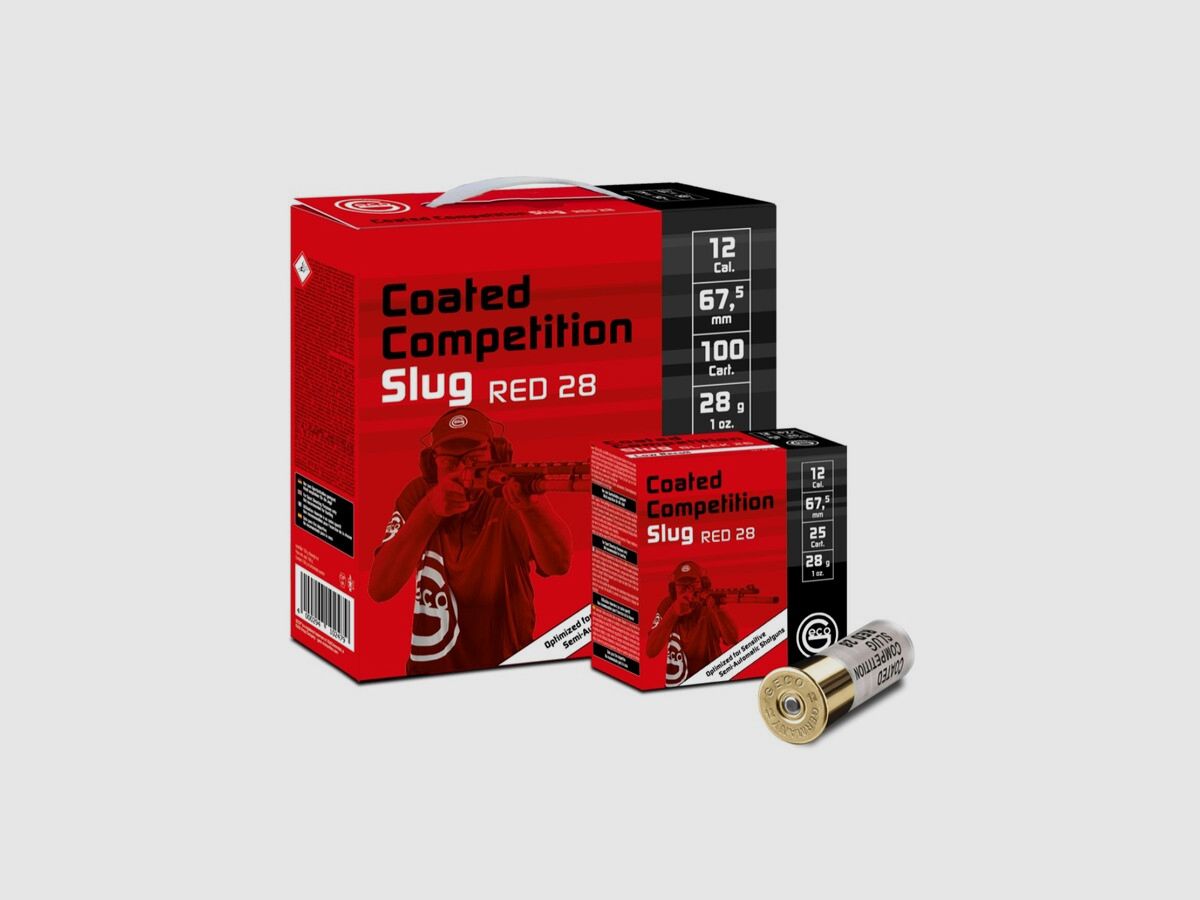 Geco COATED COMPETITION SLUG RED 28grs Cal 12 (confezione da 100), immagine 1 di 2
