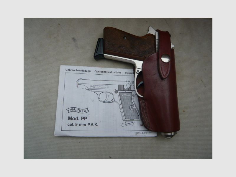 Walther PP pistol cal. 9 mm PAK nickel-plated