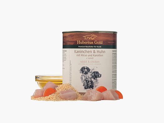 HUBERTUS GOLD Kaninchen & Huhn mit Hirse und Karotten 800g