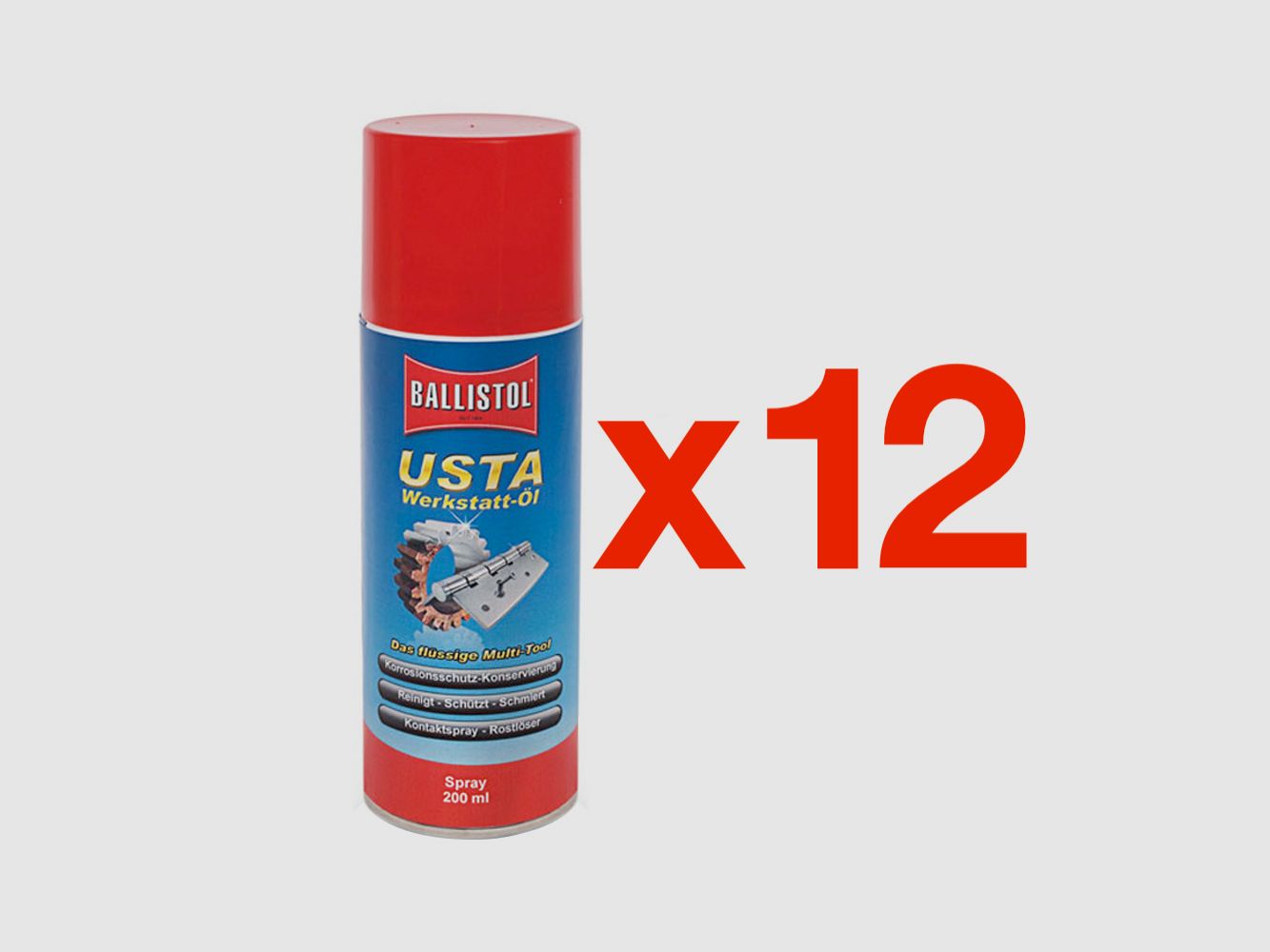 Huile en spray Ballistol Usta 200 ml, boîte de 12 pièces