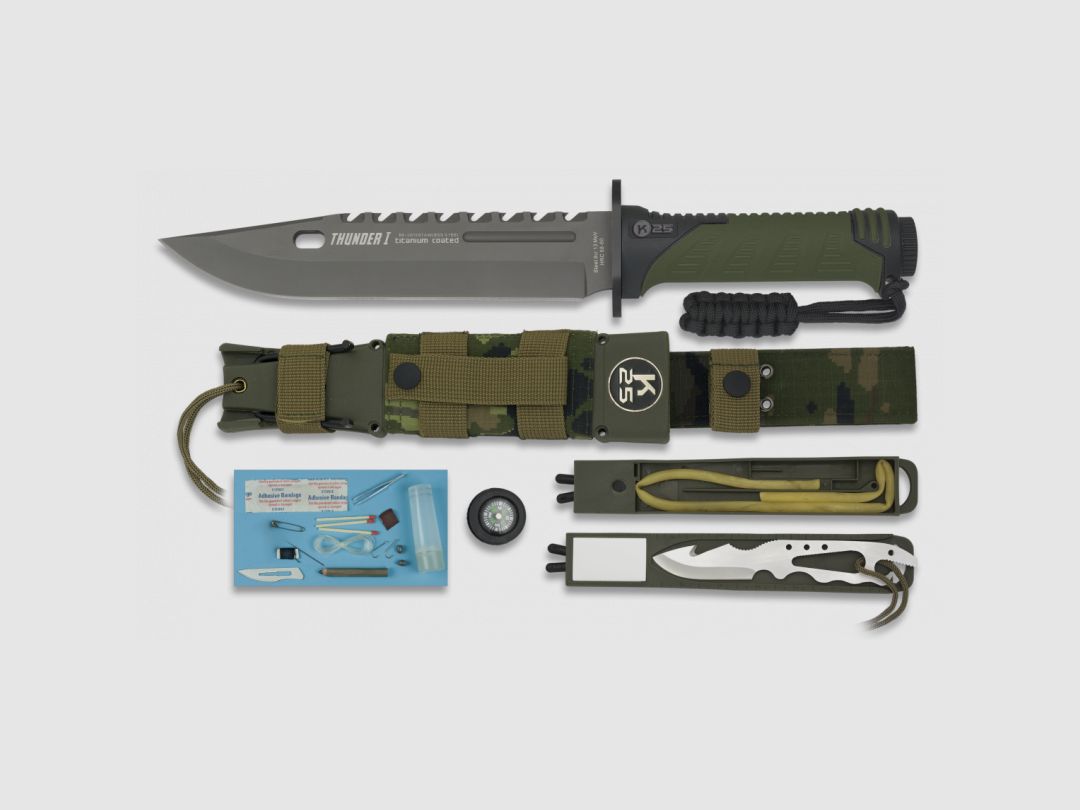 K25 Thunder I Camo Überlebens-Taktikmesser mit 20cm Klinge