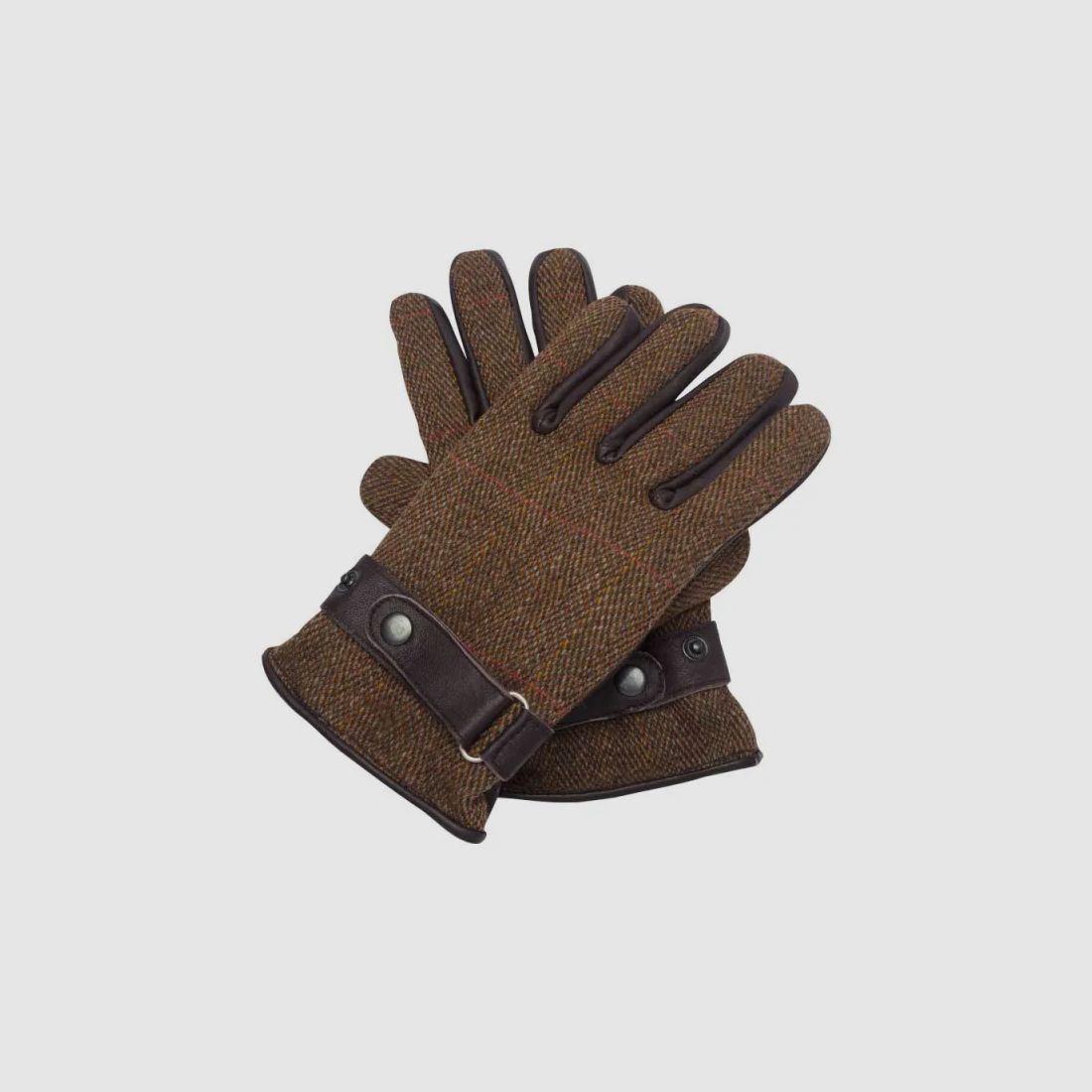 Walker and Hawkes Brookmore Handschoenen Bruin Leer Tweed, afbeelding 2 van 15