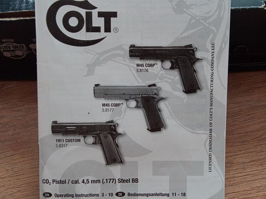 CO 2 Pistole Colt M45 4,5mm.