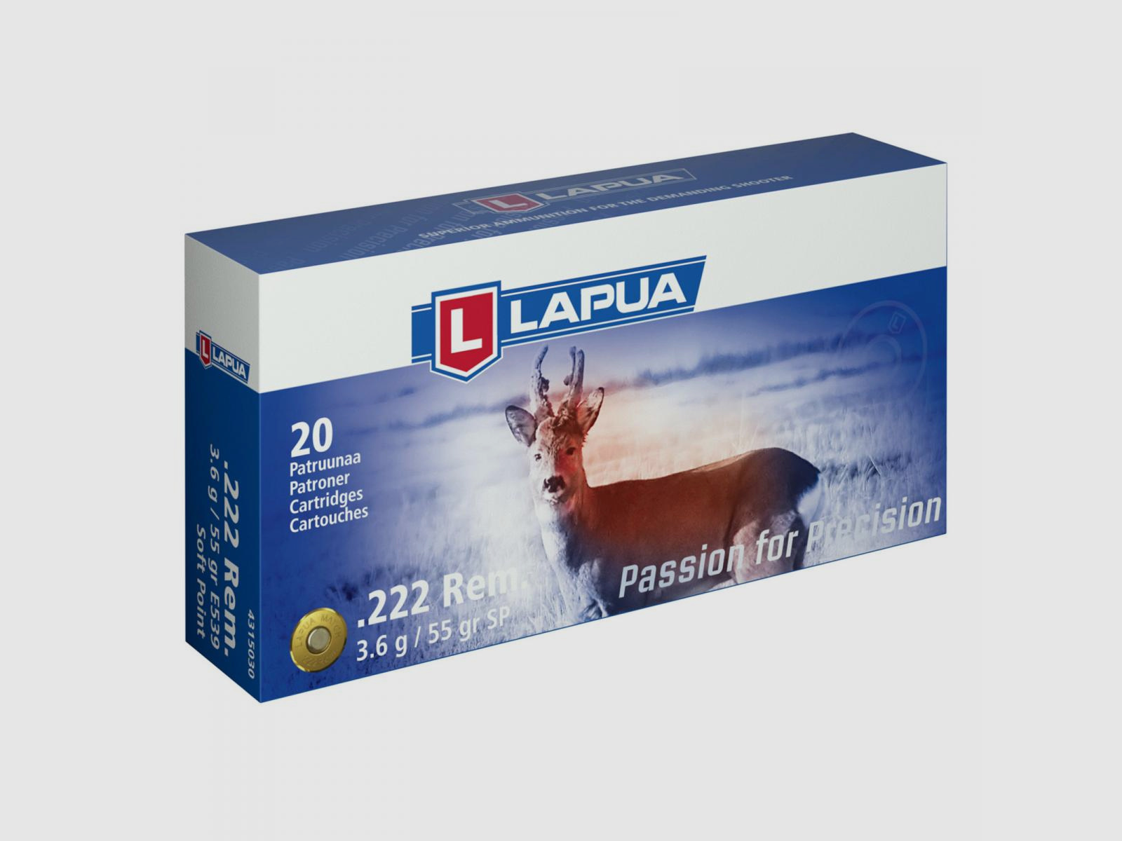 Lapua .222 Rem. 55GR TM 20 Patronen