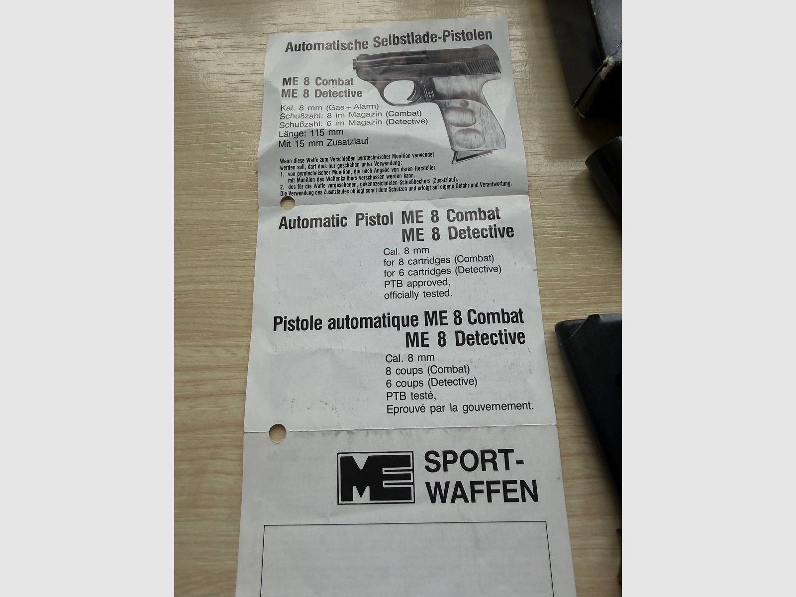 ME 8 Detective Taschenpistole – Kal. 8mm K. – PTB 100/2 
