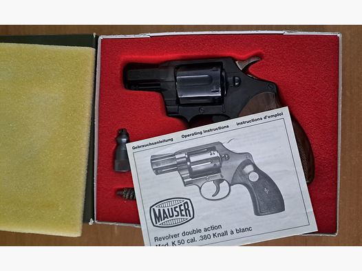 ¡Mauser Mod.K50 cal. .380 knall completo con accesorios!